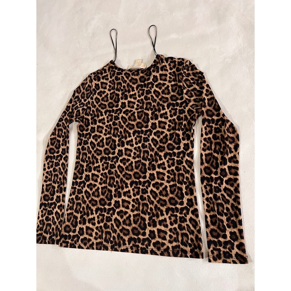 MICHAEL Michael Kors Leopard Print V Neck Long Sleeve Top Blouse Women's XS - Picture 15 of 15